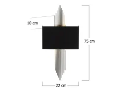 OZAIA Aplique Para Pared^Aplique art déco en metal negro y plateado - L. 22 x Alt. 75 cm - SANGARIUS Negro / Plateado