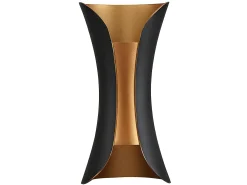 AKUNADECOR Iluminación Exterior^Aplique Barredor De Pared Dickens /oro Ip65 Aluminio Negro