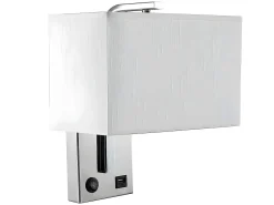 AKUNADECOR Aplique Para Pared^Aplique Con Puerto Usb Modelo Agatha Con Pantalla Blanca Plateado