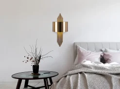 OZAIA Aplique Para Pared^Aplique de arte déco de metal - Ancho 22 x Alt. 75 cm - SANGARIUS Dorado