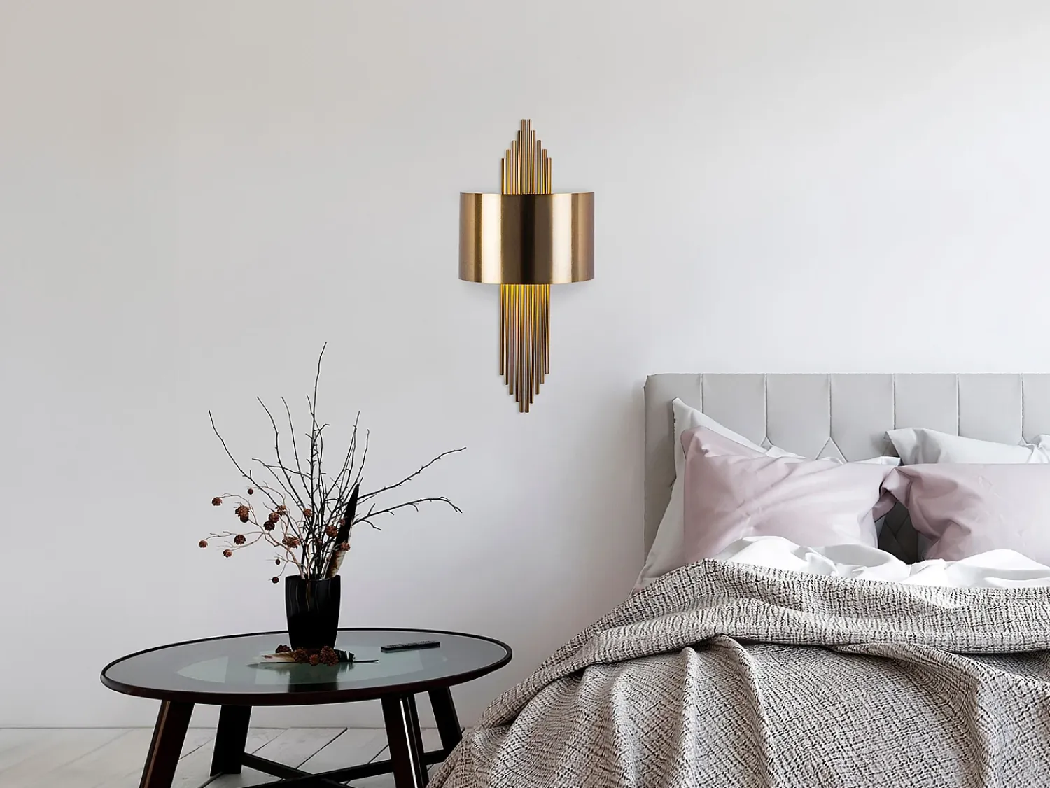 OZAIA Aplique Para Pared^Aplique de arte déco de metal - Ancho 22 x Alt. 75 cm - SANGARIUS Dorado