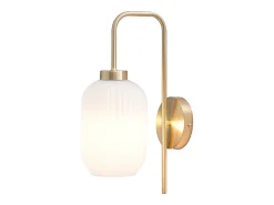 OZAIA Aplique Para Pared^Aplique de latón dorado y vidrio blanco L.25 x Alt.41 cm - LOUXOR Blanco / Dorado