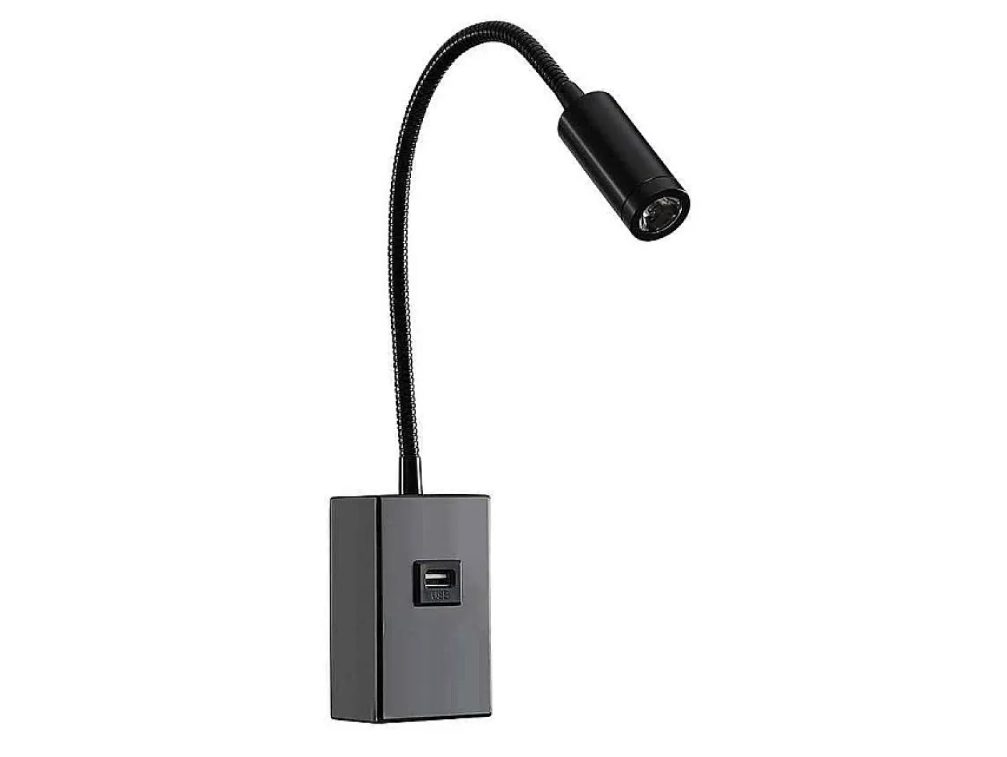 Aplique De Pared En Negro Usb E Interruptor Capote 3w