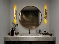 Aplique de pared de metal dorado - Alt. 40 x P 11 cm - LYNOR