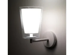 Aplique de pared de vidrio y metal blanco Kansas