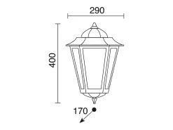 Aplique de pared Elite 6 clásico -alt. 40,5 cm -e27 42w -mate -ip44 -aluminio,blanco