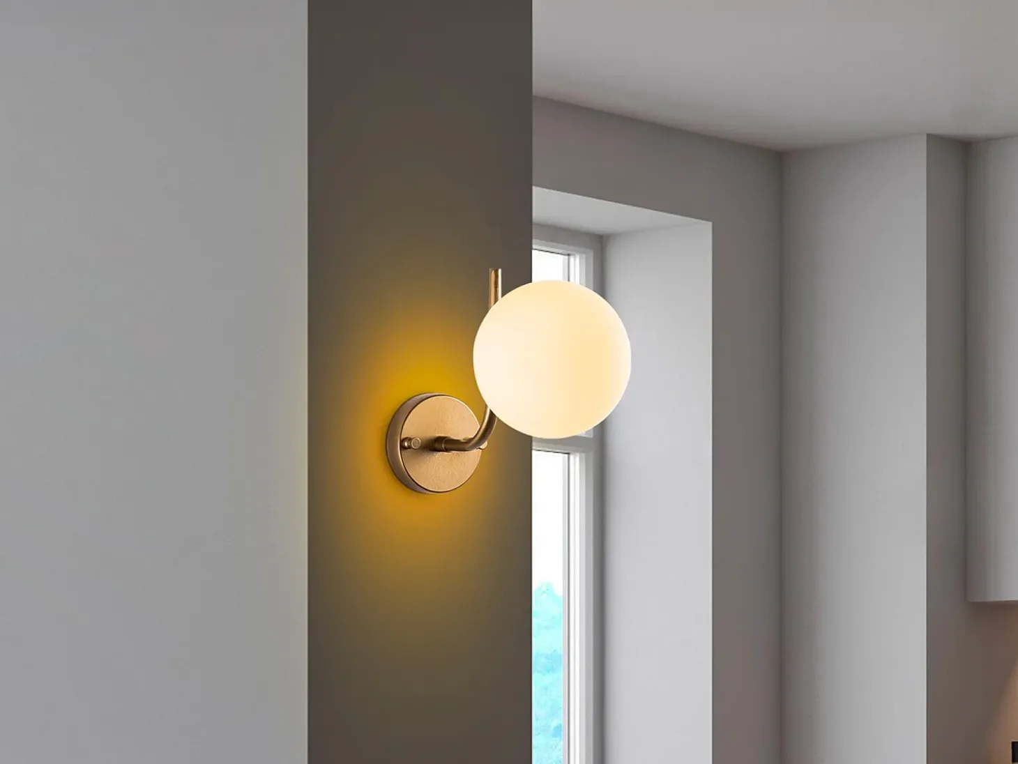 Aplique de pared en metal dorado con globo - D. 15 cm - ORBEA
