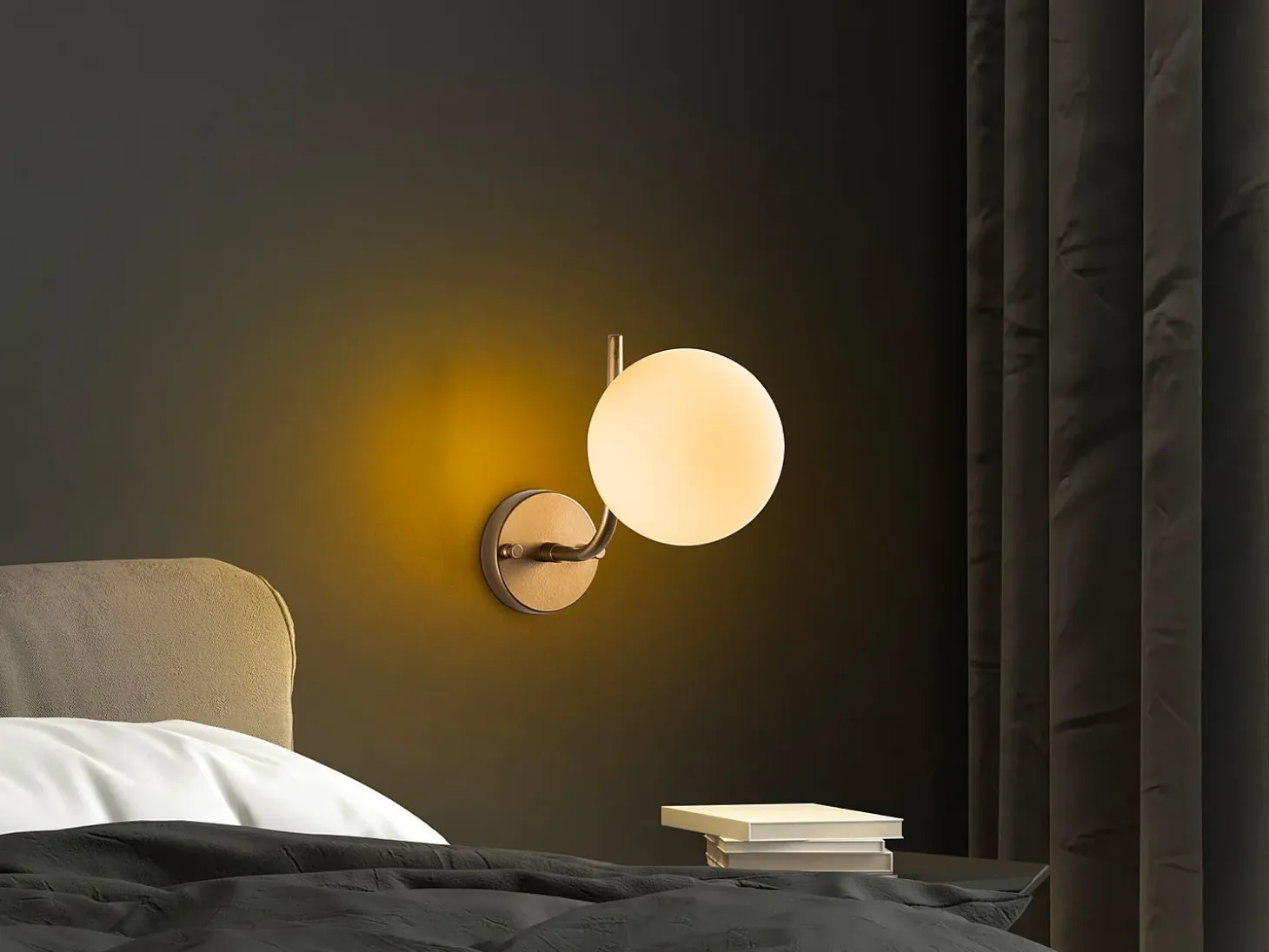 Aplique de pared en metal dorado con globo - D. 15 cm - ORBEA