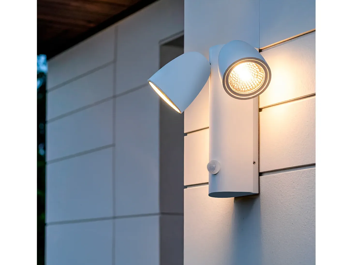Aplique de Pared Exterior LED 12W Aluminio con Sensor de Movimiento PIR Abel Dos Focos Blanco