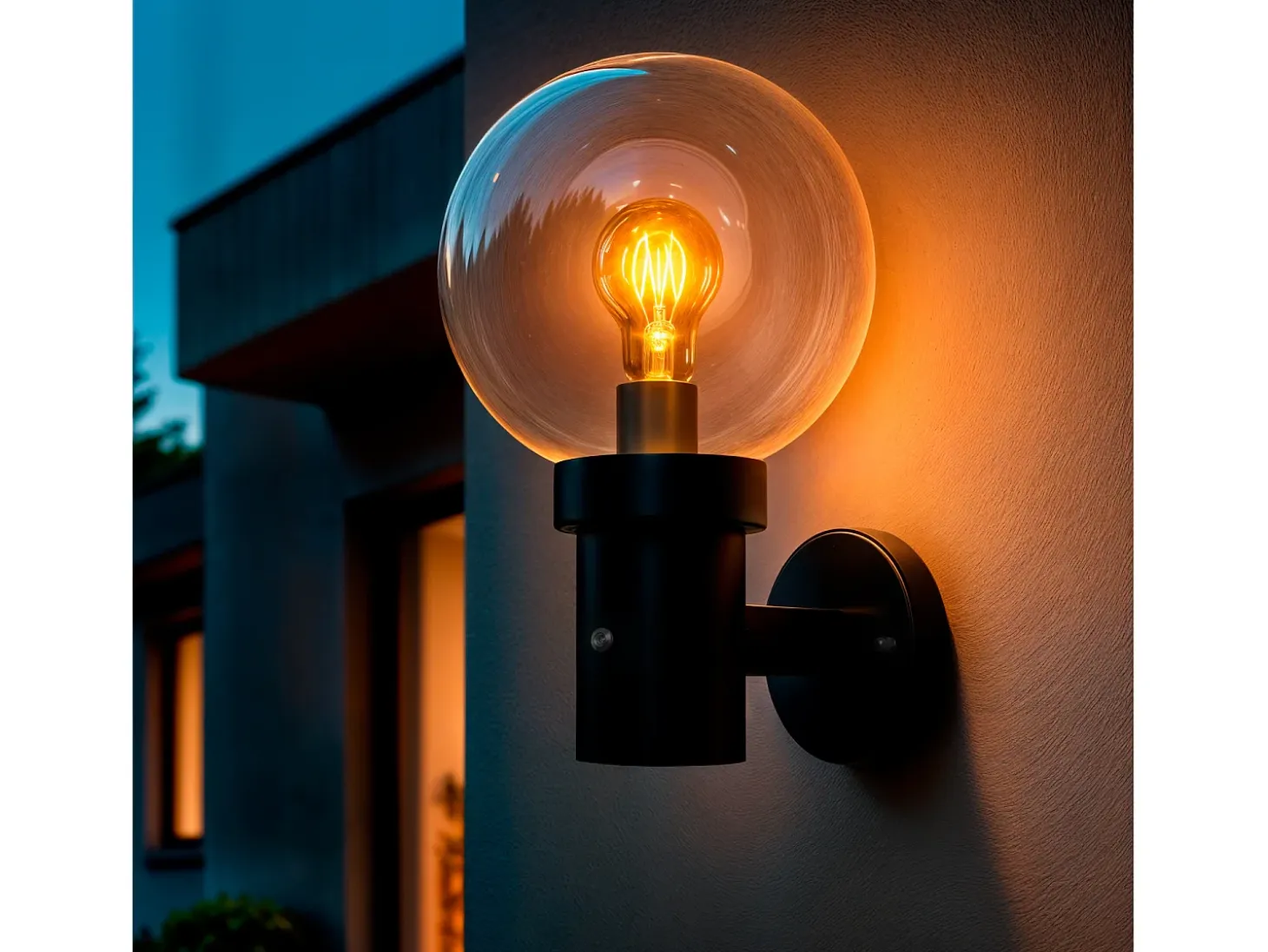 Aplique de Pared Exterior Acero Inoxidable con Sensor Crepuscular Optic Negro