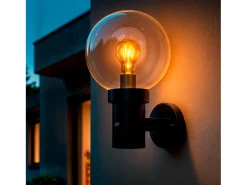 Aplique de Pared Exterior Acero Inoxidable con Sensor Crepuscular Optic Negro