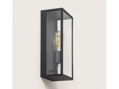 Aplique de Pared Exterior Metal y Cristal Zeila Negro