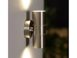 Aplique de Pared Exterior Acero Inoxidable Iluminación Doble Cara Satin Plateado