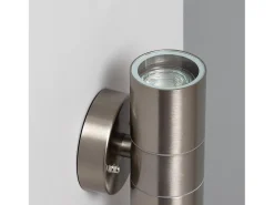 Aplique de Pared Exterior Acero Inoxidable Iluminación Doble Cara Satin Plateado