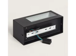 Aplique de Pared Exterior Acero Inoxidable y Cristal Texturizado con Detector de Movimiento Gakom Negro