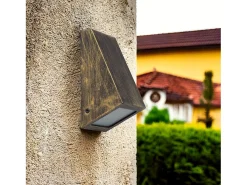 Aplique de Pared Exterior Metal y Cristal Ruzafa Negro / Dorado