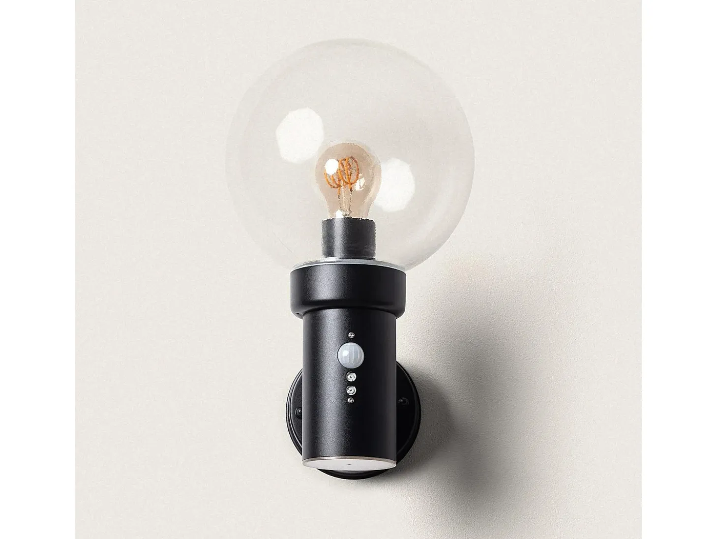 Aplique de Pared Exterior Acero Inoxidable con Sensor PIR Optic Negro