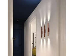 Aplique Para Pared^Aplique de pared TANIA estilo moderno - Alt. 40,8 cm - 2x LED SMD 4W - 400lm y 3K- up&down - acero y oro - IP40 Amarillo