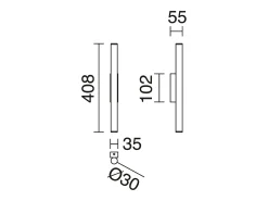 Aplique de pared TANIA estilo moderno - Alt. 40,8 cm - 2x LED SMD 4W - 400lm y 3K- up&down - acero y cobre - IP40