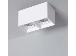 Aplique de Techo Cuadrado Doble Blanco con Bombilla GU10 Space 2700K Blanco Cálido