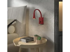 Aplique lector Skin estilo moderno - uso interior- acero y piel rojo - LED SMD 2W- 3.000K- 180º grados- on/off- IP20