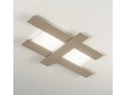 Best Aplique LED de diseño moderno 50W gris tórtola - Estructura geométrica de acero, luz cálida 3000K, 2620lm, ancho 104 cm, IP20 Marru00f3n chocolate
