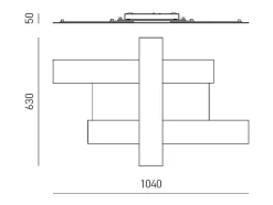 Best Aplique LED de diseño moderno 50W gris tórtola - Estructura geométrica de acero, luz cálida 3000K, 2620lm, ancho 104 cm, IP20 Marru00f3n chocolate
