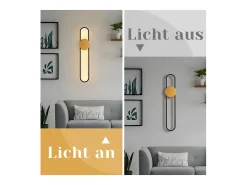 New NETTLIFE Aplique LED - 12 W - Lámpara de escalera de 60 cm - - Diseño moderno - Blanco cálido 3000 K - Iluminación de pared minimalista Dorado