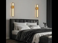New NETTLIFE Aplique LED - 12 W - Lámpara de escalera de 60 cm - - Diseño moderno - Blanco cálido 3000 K - Iluminación de pared minimalista Dorado
