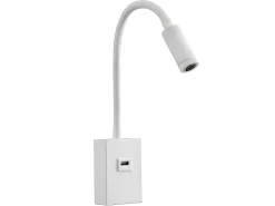 AKUNADECOR Aplique Para Pared^Aplique Led 3w Capote Usb E Interruptor Articulable Y Orientable Blanco