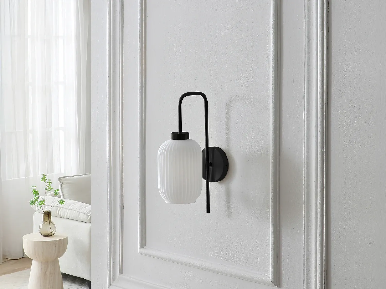 OZAIA Aplique Para Pared^Aplique negro y cristal blanco L.25 x Alt.41 cm - LOUXOR Negro / Blanco