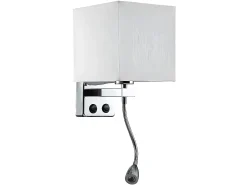 AKUNADECOR Aplique Para Pared^Aplique Stephen Cromo/pantalla Blanca Doble Iluminacion Plateado