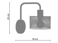 TOSEL Aplique Para Pared^Aplique , metal , ,A 22x D16xP16cm Negro