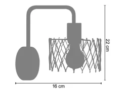 Aplique TOSEL ,metal,Aluminio ,A22xD16xP16cm