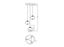 Ariel - Lámpara colgante circular Fabas Luce de 3 luces - LED regulable de 21 W - Florón redondo transparente de 35 cm de diámetro.