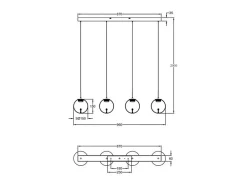 Discount Ariel - Lámpara colgante Fabas Luce de 4 luces - LED regulable de 28 W - Diseño de esfera Transparente