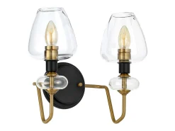 Hot Armand 2 ljus vägglampa, åldrad mässing, glasskärmar Camel