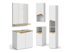 Armario con espejo para baño blanco/artesano 60x14x67 marelle