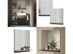 Outlet Vicco Armario con espejo para baño antracita/artisan 60x14x67 marelle Negro