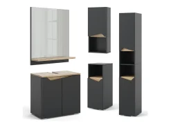 Outlet Vicco Armario con espejo para baño antracita/artisan 60x14x67 marelle Negro