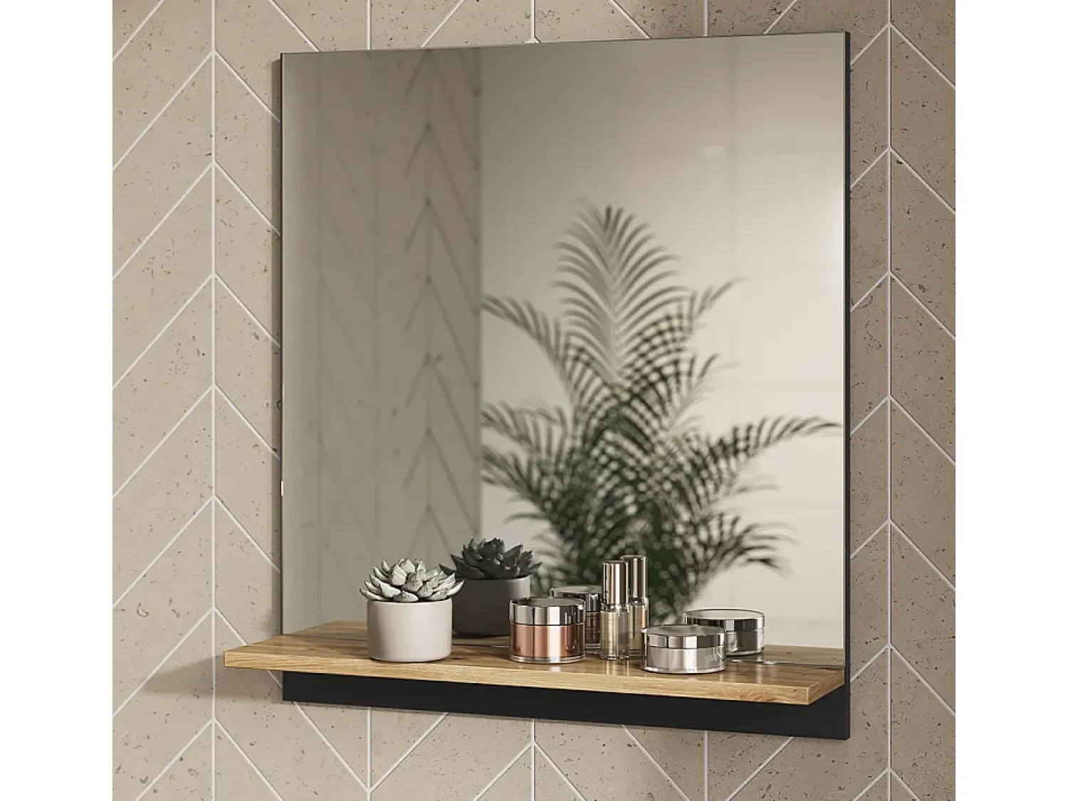 Outlet Vicco Armario con espejo para baño antracita/artisan 60x14x67 marelle Negro