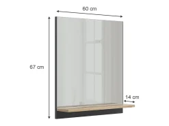 Outlet Vicco Armario con espejo para baño antracita/artisan 60x14x67 marelle Negro