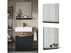 Outlet Vicco Armario con espejo para baño antracita/artisan 60x14x67 marelle Negro