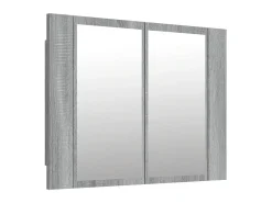 Armario con espejo y LED madera contrachapada gris 60x12x45 cm ES802267