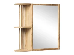 OZAIA Espejo De Pared|Espejo^Armario de baño de pared de teca con espejo - Ancho 65 x Prof. 20 x Alt. 65 cm - CIMAHI Color natural claro