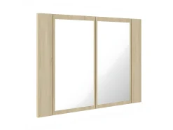 Sale Armario espejo de baño LED acrílico roble Sonoma 60x12x45 cm ES265074 Marru00f3n