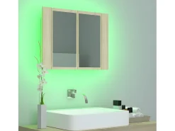 Sale Armario espejo de baño LED acrílico roble Sonoma 60x12x45 cm ES265074 Marru00f3n