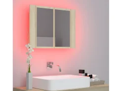 Sale Armario espejo de baño LED acrílico roble Sonoma 60x12x45 cm ES265074 Marru00f3n