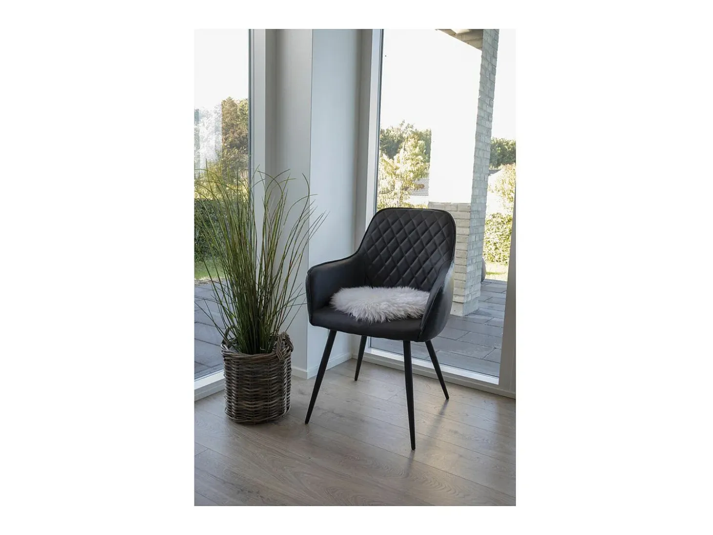 Asiento de piel de cordero marfil Ø 35 cm
