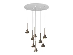 Outlet Aygo Sospensione 8 Luci Tonda Bronzo Con Cavo Cm.250 E Rosone Bianco Bronce